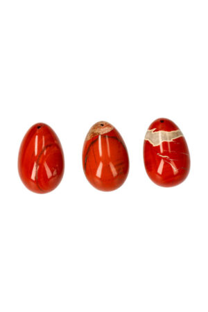 Rode Jaspis Yoni Ei, diverse maten, met of zonder gaatjes