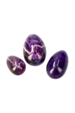 Amethist Yoni Ei, Set van 3 maten, met of zonder gaatjes