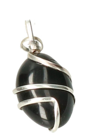 Onyx spiraal hanger verzilverd, trommelsteen, circa 2 cm