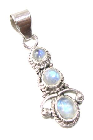 Regenboog Maansteen zilveren hanger, 3.5 cm, 925 sterling