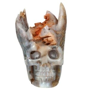 agaat geode met vleugels skull