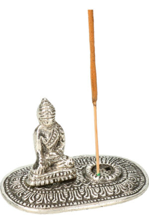 Wierook houder Boeddha zilver kleurig, 7 cm
