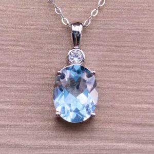 Aquamarijn met zirkoon 925 sterling zilveren hanger