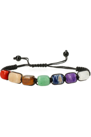 7 chakra verstelbare geknoopte armband, rechthoekige steentjes
