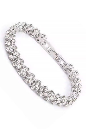 Zilver kleurig armbandje met Zirconia, 19 cm