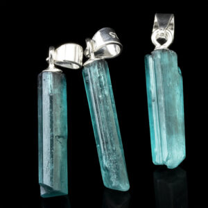 Blauwe Toermalijn, 925 sterling zilveren hanger, 1 a 1.5 cm