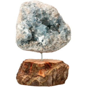 Celestien op stand van perenboom hout, 24 cm, 5,7 kg, Madagaskar