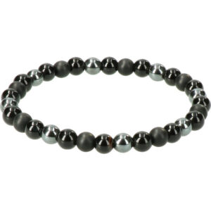 Armband 'Grounded Guardian', Zwarte Toermalijn, Obsidiaan, Onyx en Hematiet armband, 6mm, 19 cm