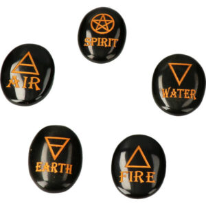 Toermalijn Wicca Elementen Set – Heksen Stenen (Spirit, Lucht, Water, Aarde & Vuur)