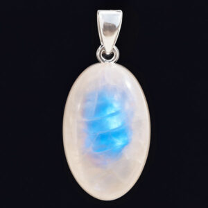 Regenboog Maansteen zilveren hanger, steen circa 1.5 cm, 925 sterling zilver