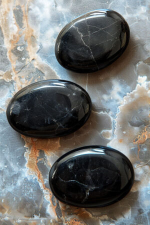 Zwarte Toermalijn luxe palmsteen, circa 6 cm, 120-150 gram