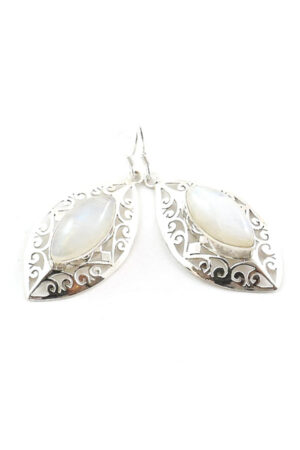 Regenboog Maansteen oorbellen zilver (925 sterling), 4 cm