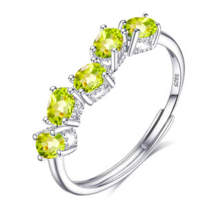 Ring 'Celestial Five' Peridoot, 925 sterling zilver, verstelbaar