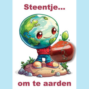 Wenskaart met Rode Jaspis edelsteen 'Aarden', Rode Jaspis circa 2 a 2.5 cm