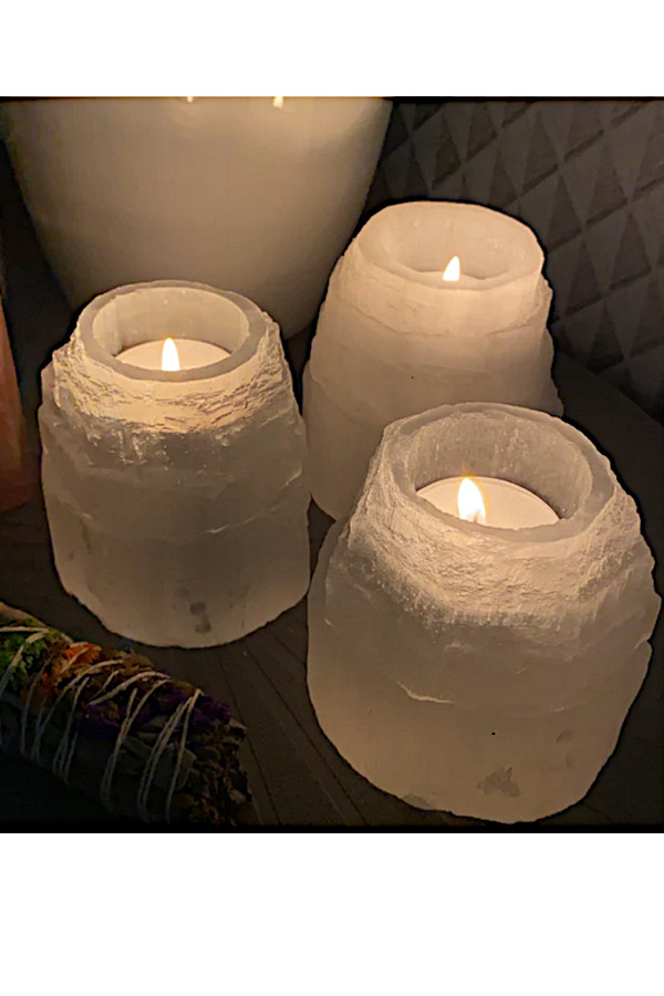 Seleniet ijsberg waxinelicht houder ruw Everest, circa 8 cm