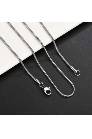 Slang ketting RVS, zilver kleurig, 1 mm, 50 cm
