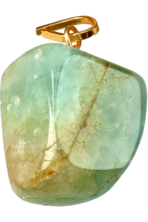 Aquamarijn edelsteen hanger, goudkleurig oogje, 2 cm