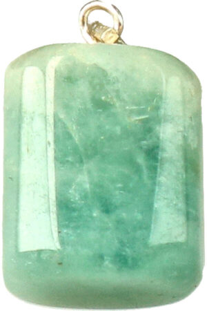 Aquamarijn edelsteen hanger, zilver oogje, 2 cm