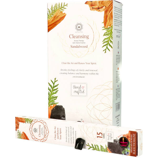 Green Tree Edelsteen wierook - Cleansing Sandalwood - inclusief Toermalijn steen 1 Green Tree Edelsteen wierook - Cleansing Sandalwood - inclusief Toermalijn steen