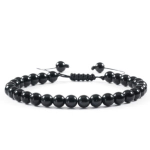 zwrate toermalijn verstelbare armband met touwtje 6 mm kralen